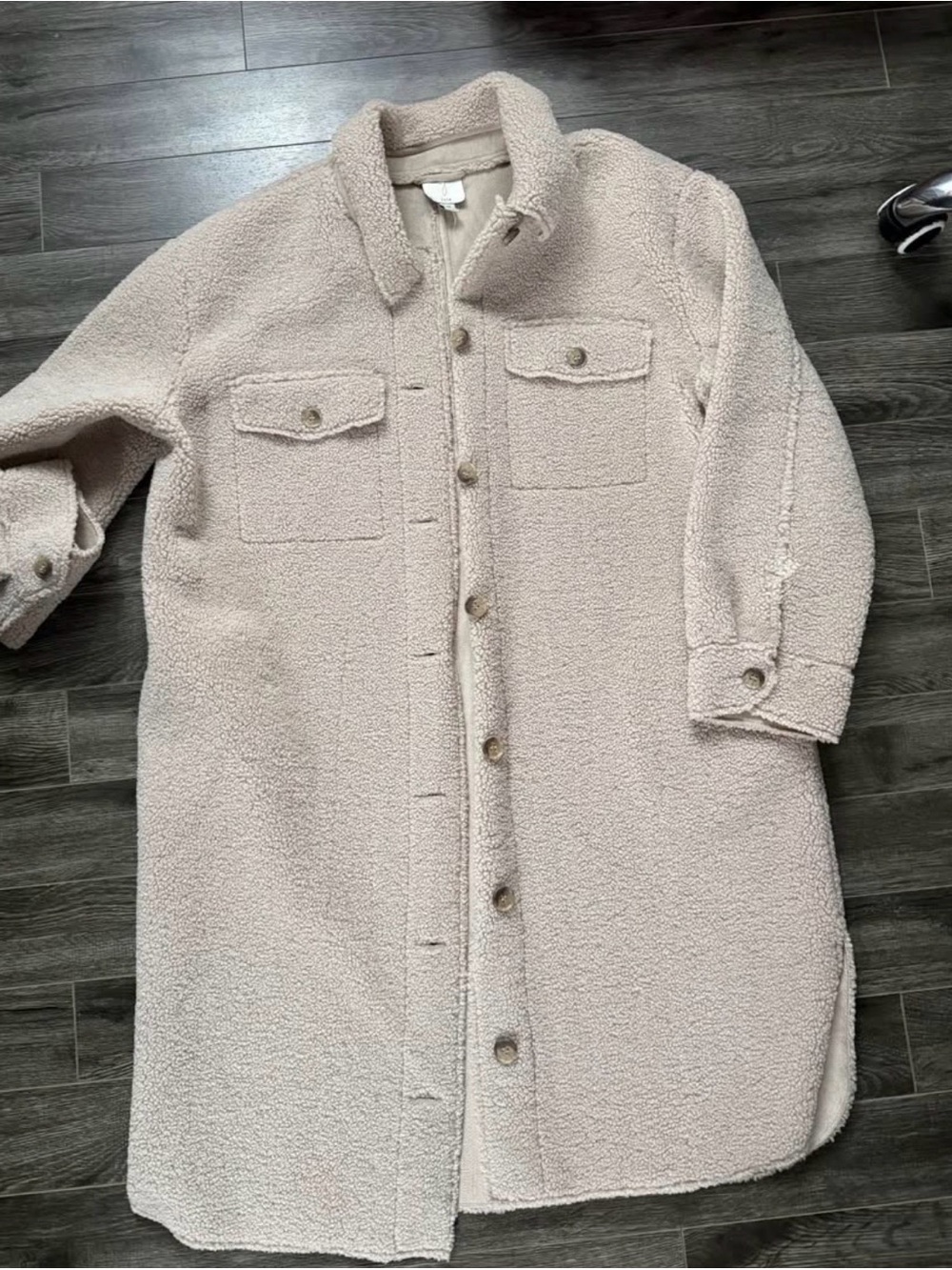 Joie Teddy Sherpa Oversized Button Up Jacket Shacket Cream